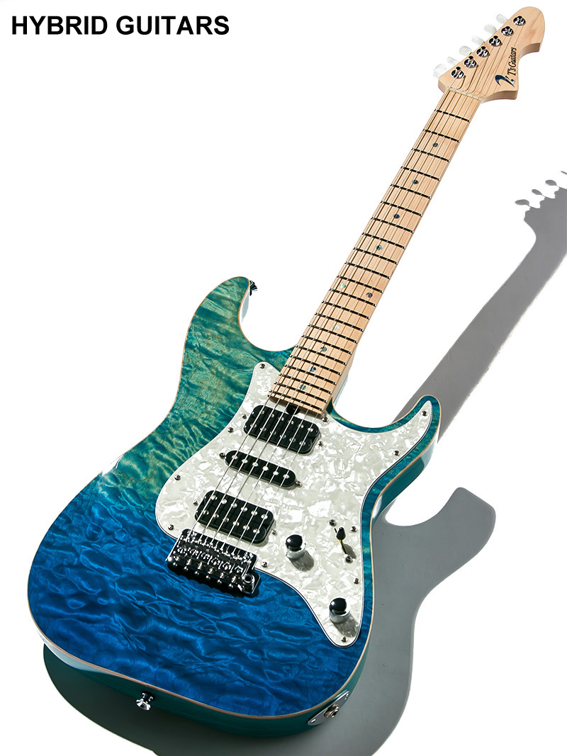 T's Guitars DST-Classic 22 Drop Top Quilt Faded Bora Bora Blue 