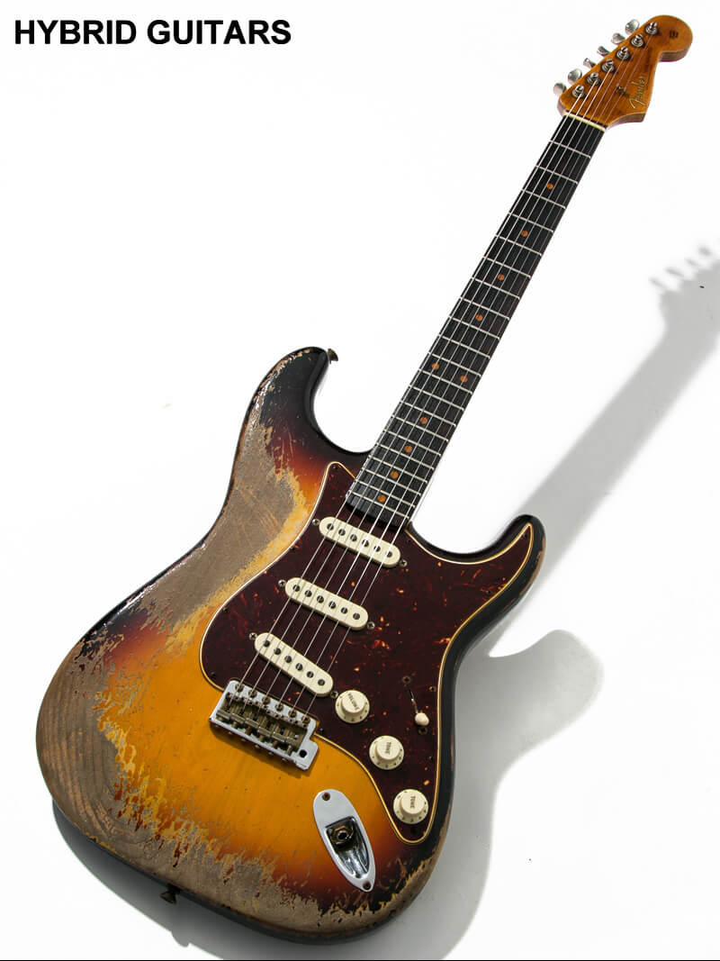 Fender Custom Shop 2022 Custom Collection Limited Edition Roasted 1961 Stratocaster Super Heavy Relic Aged 3 Color Sunburst  1