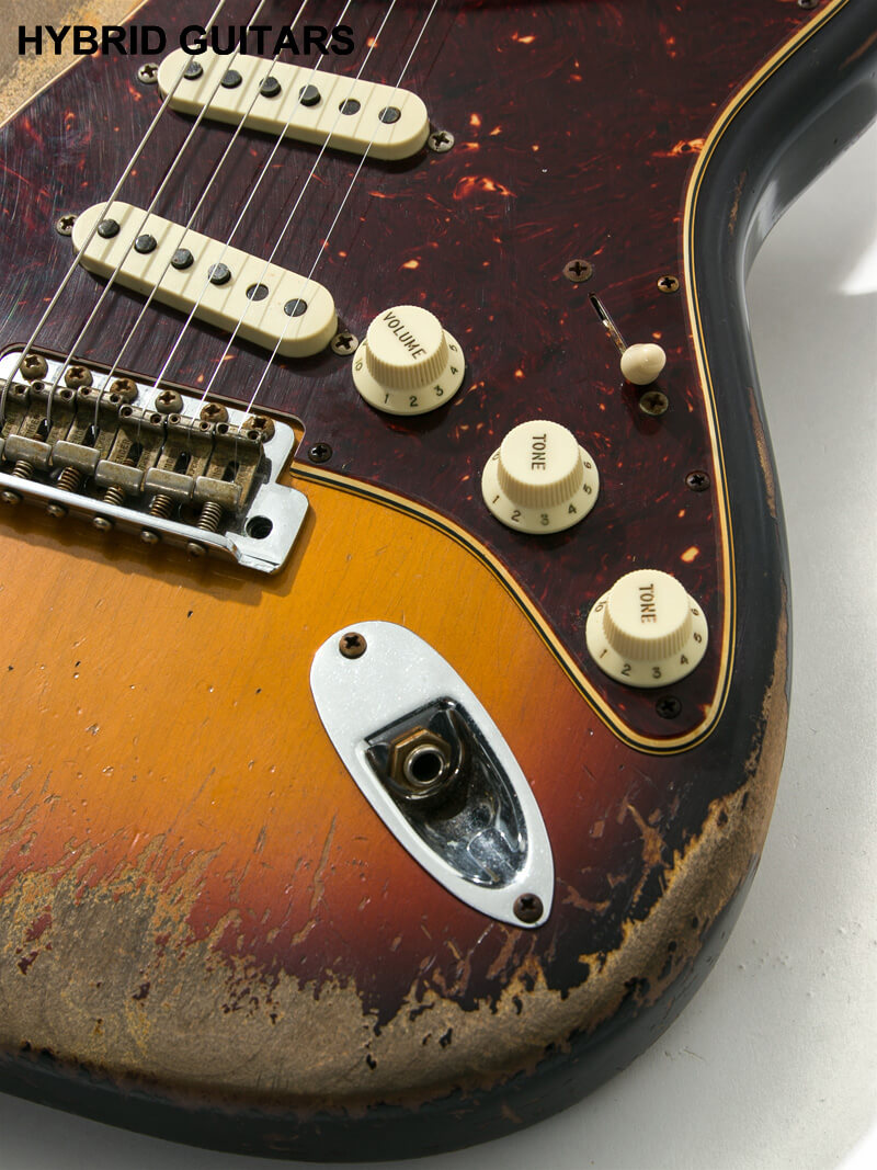 Fender Custom Shop 2022 Custom Collection Limited Edition Roasted 1961 Stratocaster Super Heavy Relic Aged 3 Color Sunburst  10