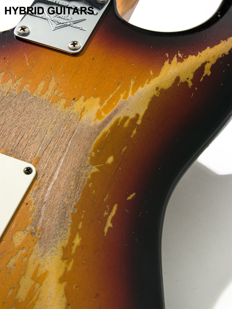 Fender Custom Shop 2022 Custom Collection Limited Edition Roasted 1961 Stratocaster Super Heavy Relic Aged 3 Color Sunburst  16